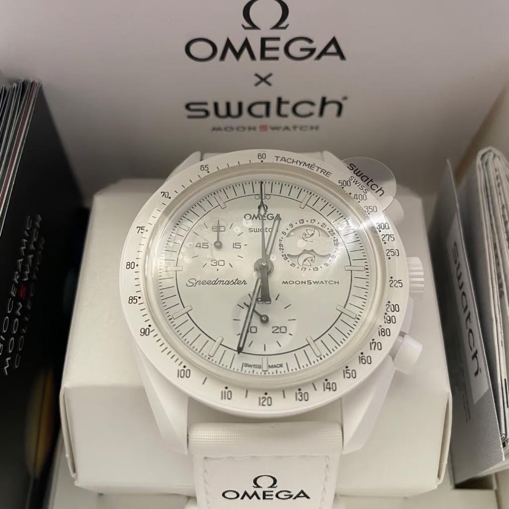 Swatch White Omega x Swatch Speedmaster Watch